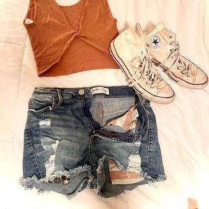 High rise jean shorts